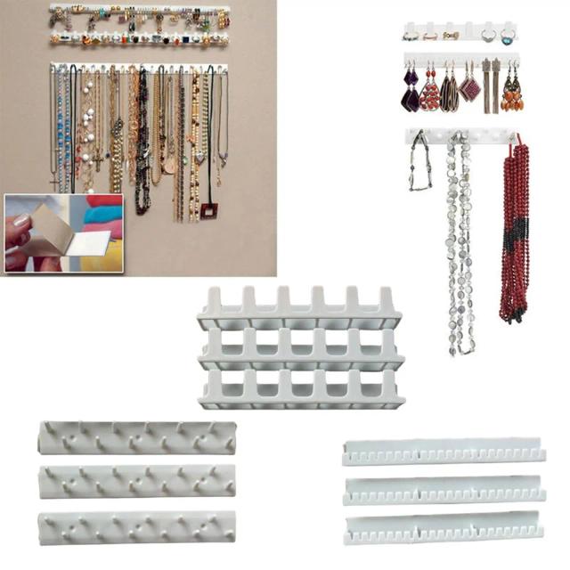 Conjunto de 9 Ganchos Adesivos para Organizar Jóias na Parede - Ideal para Brincos, Colares e Pulseiras