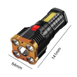 Lanterna LED portátil ao ar livre, luz de tochas, lâmpada, USB recarregável, Power Display, projectores laterais COB, 4 modos de iluminação - Image 6