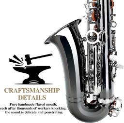 Nickeling-Black Saxofone Eb Alto para iniciantes e adultos, saxofone tipo E Flat, instrumento de sopro com estojo, luva de cinta - Image 4