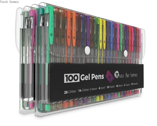 Arte para Colorir Adulto com 100 Canetas Gel: Cores Incríveis em Glitter, Neon, Pastel e Metálico para Desenho e Scrapbook