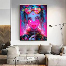 DIY Gótico Menina Diamante Pintura Set, Jinx Cidades Gêmeas, Batalha Cruz, Mosaico Bordado, Decoração de Casa Artesanal - Image 2