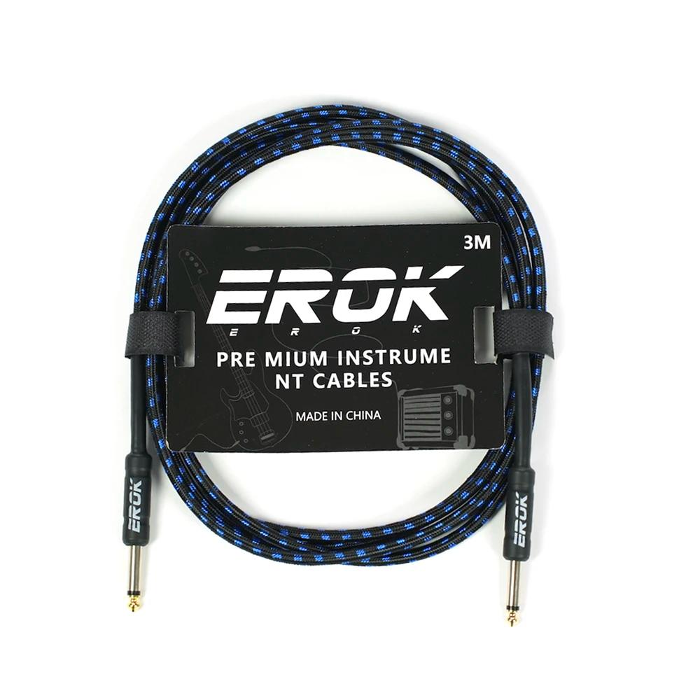 Erok-cabo áudio para guitarra, 3/6/10m, anti-ruído, música, universal, direto para a direita, acessórios para instrumentos - Image 1