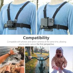 Vamson-Chest Strap Phone Holder, Arnês do Corpo, Mount Belt para GoPro, 11, 10, DJI, Insta360, Sjcam, EKEN, Deriva, Action Camera Acessórios - Image 2