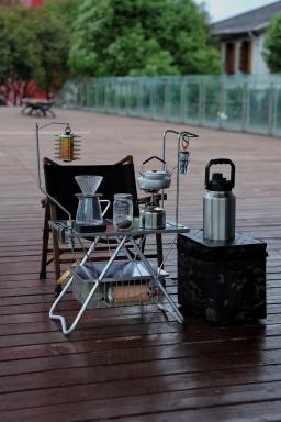 Mesa de acampamento portátil ao ar livre, mesa de nidificação de aço inoxidável, adequada para pendurar lâmpada, equipamento ... - Image 3