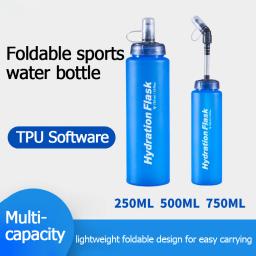 Garrafas de água dobráveis TPU Soft Flask, Pacote de hidratação, Saco de cintura, Colete, Esporte ao ar livre, 250ml 500ml 750ml - Image 2