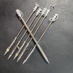 Aço inoxidável arco pesca seta cabeças, pesca estilingue, frente voando tubarão dardo seta eixo, peixe dardo bala tiro, prata, 5pcs, 6,3" - Image 3