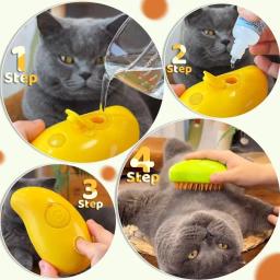 Escova de vapor para cães e gatos de estimação, 3 em 1, spray elétrico, suprimentos vaporosos, depilação, produtos de higiene, acessórios para gatos - Image 6