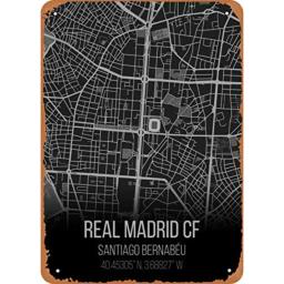 Vintage olhar metal sinal esporte equipes estádio mapas real madrid estanho placa decoração da parede - Image 1