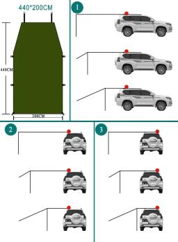 Abrigo de carro portátil sombra acampamento lado telhado do carro tenda anti-uv pára-sol à prova dwaterproof água toldo chuva dossel para suv jeep - Image 4