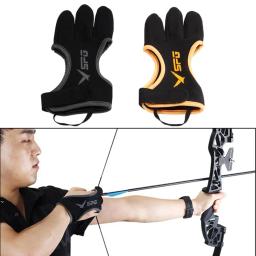 Ao ar livre 3 dedo luvas de tiro com arco design ergonômico engrossado ajustável antiderrapante protetor acessórios transporte da gota - Image 4