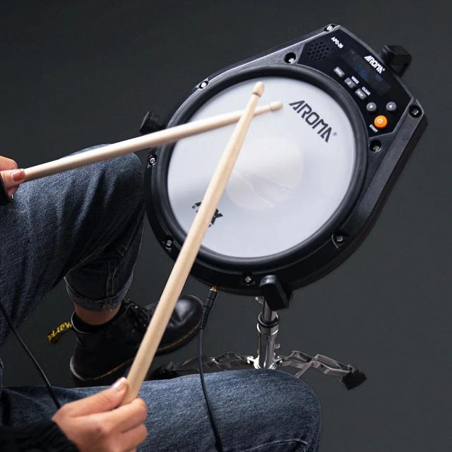 Aroma Eletrônico Dumb Drum Pad Multifuncional com Superfície Mesh, Ajuste de Tambor, Prática de Vocal e Metronomo Recarregável