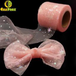 Tule Organza Ribbon Roll, Estrela Ilusória, Fita Iridescente para Gift Wrap, Clip de Cabelo, Tutu, Saia Pom, Decoração DIY, 6cm, 25 jardas - Image 3