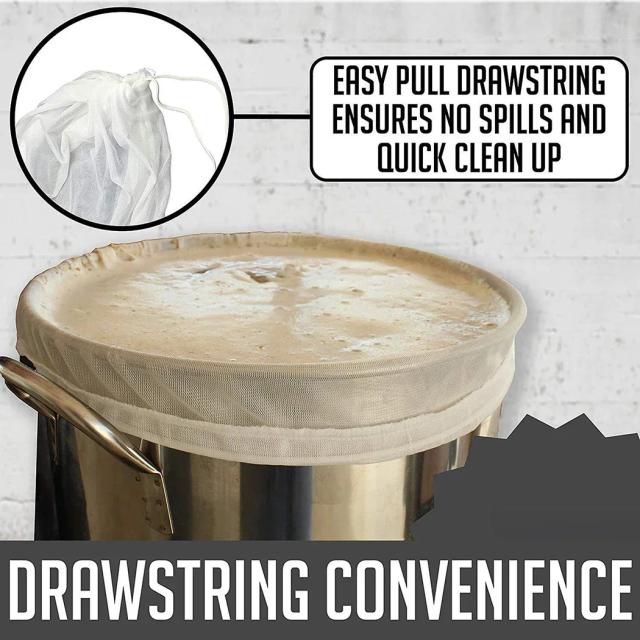 Saco de Náilon Biab Brew 26"x22" com Cordão Extra Grande para Fermentação Caseira e Coagem de Vinho