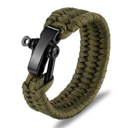 Pulseira de Sobrevivência Trançada de Emergência para Homens e Mulheres Fivela de Aço Inoxidável Paracord Ajustável Pulseira ao ar livre - Image 2