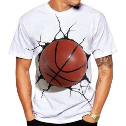 Basquete Impresso Camisetas Verão Ao Ar Livre Roupas Casuais Esportes Top de Manga Curta Secagem Rápida Tee Shirt Oversized Men Clothing - Image 1