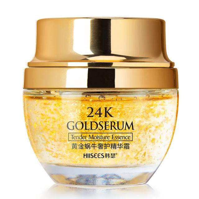Creme Facial de Colágeno de Caracol 24K Ouro - Anti-envelhecimento, Clareador de Rugas e Hidratante Diário, 50ml