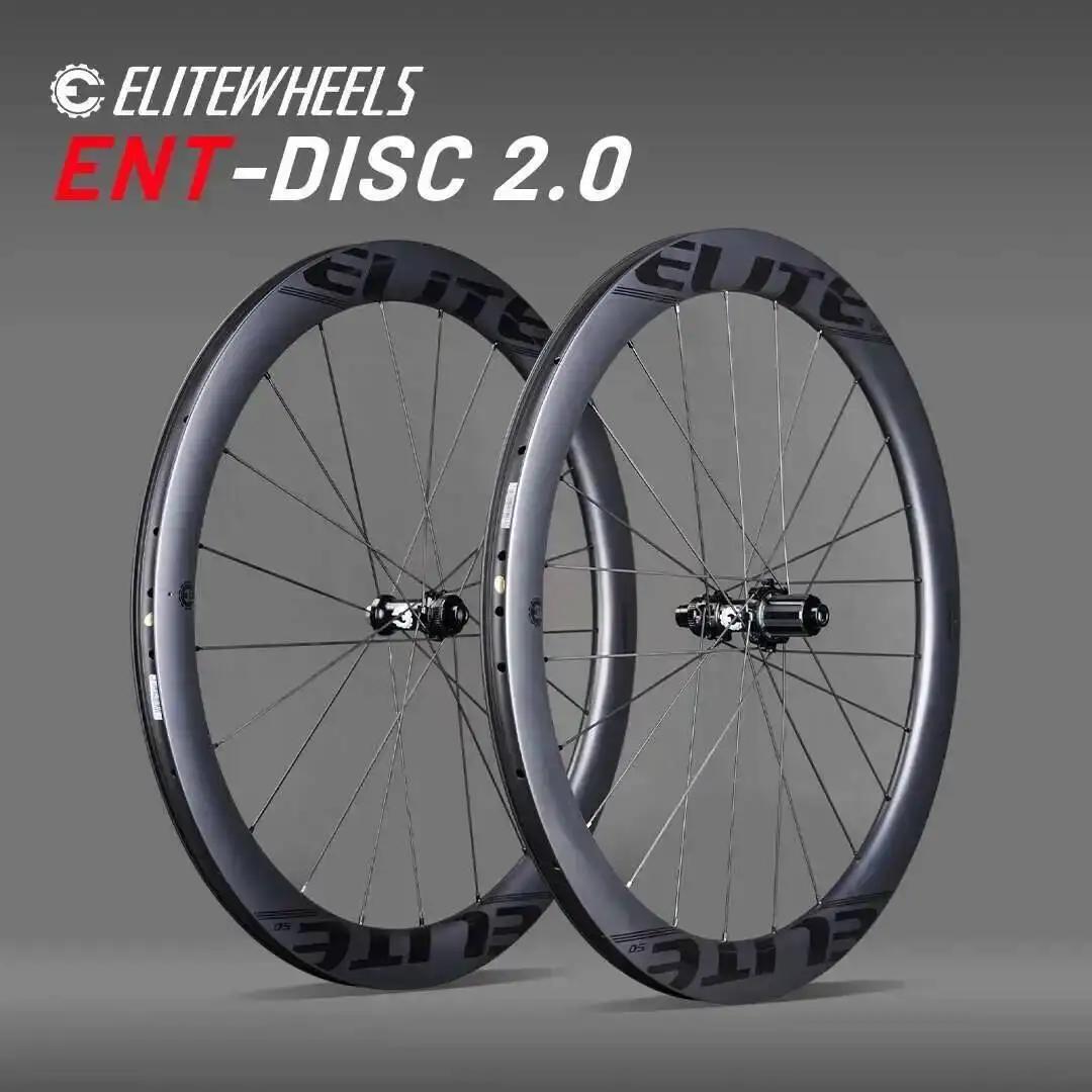 Elitewheels rodas de carbono ent 2.0 freio a disco 700c aro de carbono centro bloqueio bicicleta estrada rodado uci qualidade corrida estrada rodado - Image 1