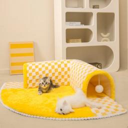 Tapete de túnel para gatos indoor, Cama do túnel, Play Tunnel com bola de brinquedo suspensa, removível e lavável, Peek-A-Boo, 2 em 1 - Image 6