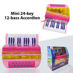 Mini acordeão com botão, instrumento musical para iniciantes, acordeão leve, material ABS e fivela, presente de Natal, 24 teclas, 12 graves - Image 4
