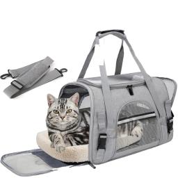 Transportador de gato dobrável para cães, transportador para animais de estimação, companhia aérea aprovada para cães pequenos, gatos médios, filhotes, transportador de viagem para animais de estimação para filhotes - Image 1
