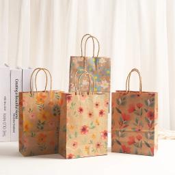 Embalagem De Presente De Papel Kraft Sacola, Flor Doce, Saco De Biscoito, Candy Favor Box para Aniversário, Baby Shower, Decoração Da Festa De Casamento, 4Pcs - Image 1