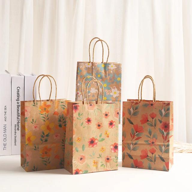 Embalagem de Presente de Papel Kraft: Conjunto com 4 Sacolas para Aniversários, Baby Showers e Casamentos