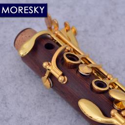 Clarinete profissional de madeira vermelha Moresky, jacarandá BB banhado a ouro, 18 17 chaves, Sib Klarnet, M15 - Image 3