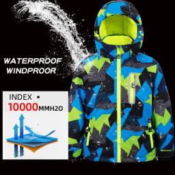 Casaco de esqui e calças para crianças, windproof, impermeável, snowboard set, quente, trajes de neve, outdoor wear, meninos, meninas, inverno - Image 2
