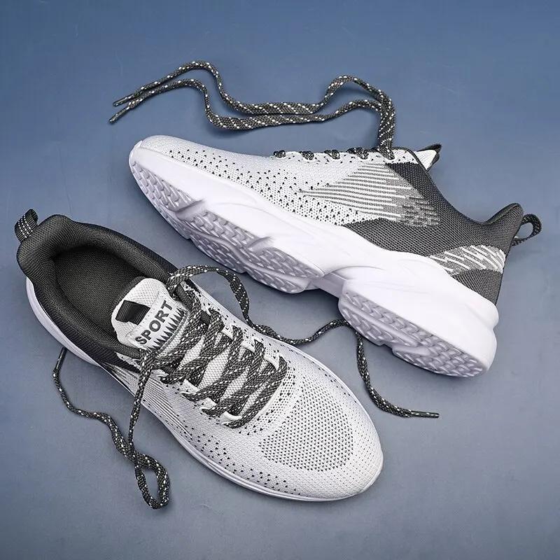 Sapatilhas leves de malha respirável Flywoven para homens, tênis atlético, moda de corrida ambulante, sapato esportivo, com renda - Image 1