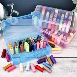 Caixa de Linhas De Costura Transparente Estojo De Armazenamento De Bobinas Organizador De Carretel De Agulha Acessórios Domésticos DIY 42 Eixos 1Pc - Image 1