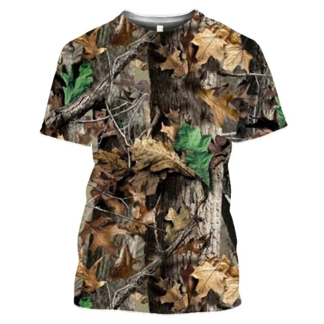 Camiseta Camuflada Masculina com Decote em O e Mangas Curtas - Tendência Casual de Verão