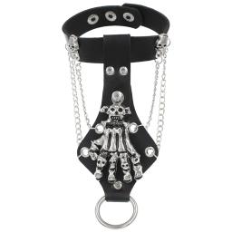 Pulseiras de couro para mulheres e homens, Pulseira de pulso, Braceletes de mão, Halloween Grunge, Crânio Punk, Finger Jewelry, Steam Punk - Image 5