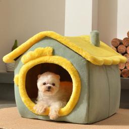 Casa de estimação dobrável para cães e gatos, Cama de canil para cães pequenos, Cama quente para inverno, Ninho confortável, Cama para cachorros - Image 2