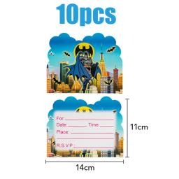 Cartões de Convite para Crianças, Super-heróis, Baby Shower, Birthday Party, Decoração Suprimentos, Meninos Favores, Festa, Eventos, 10 PCs/Pack - Image 2