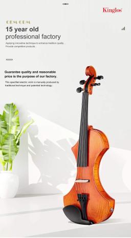 Violino elétrico Spruce corpo, caso impermeável e arco, alta qualidade, tamanho 4/4 - Image 4
