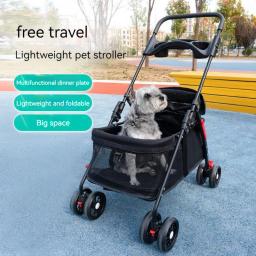 Carrinho de estimação dobrável leve, carrinho para cães pequenos e gatos, viagem ao ar livre, prato de refeição respirável - Image 2