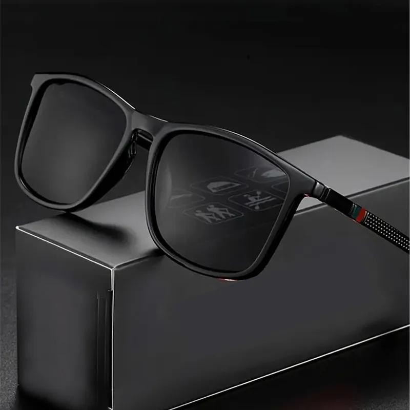 Homens de luxo polarizados óculos de sol moda vintage quadrado ultra leve tr90 quadro condução pesca óculos de sol para homem uv400 - Image 1
