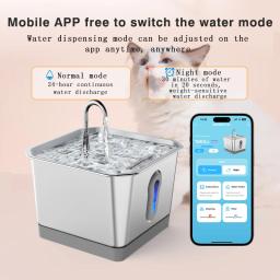 Fonte de água de aço inoxidável para gato e cachorro, Smart Automatic Drinking Bowl, App Control, Pet Products, 3.5l - Image 5