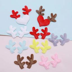 50 pares/lote 2.8*3.5cm dois lados feltro 3d veado antler acolchoado apliques para diy enfeites de natal clipe de cabelo decoração remendos - Image 2