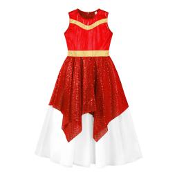 Traje de dança com lantejoulas brilhantes para crianças, balé longo para igreja e cristão, balé e cristão, festa da fé, balé e cristão, para meninas - Image 3