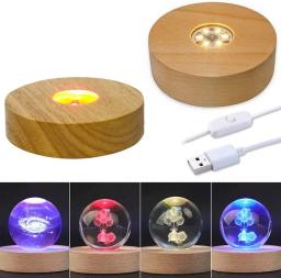 Feito à mão led resina base de exibição de madeira redonda colorido noite base resina ornamento suporte diy luz da noite arte artesanato - Image 2