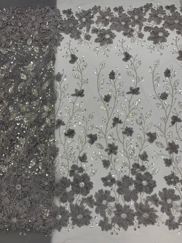 Tecido de Renda Tule Chiffon Lantejoulas Contas 5 Metros
