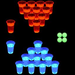 O Conjunto de Cerveja Pong Escuro, Conjunto de Copo Festa, LED, Brilham nas Bolas Escuras, 16 oz,22 Conjunto - Image 1