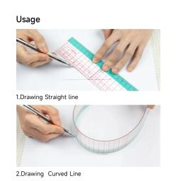 Régua reta transparente com linha dupla, Kearing Pattern Making Ruler, Réguas de corte gráficas, Ferramentas de costura, 20-60cm - Image 5