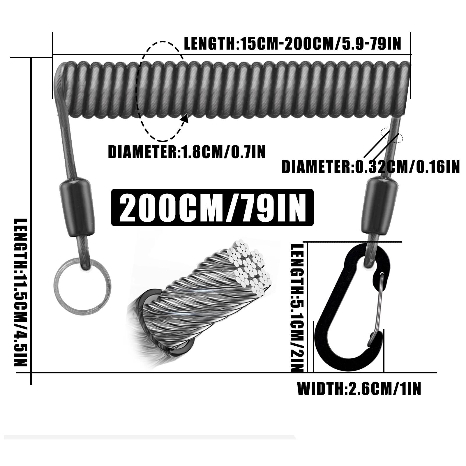 OUYALINE-Telescópico Secure Gear Tether, Cordão Elástico de Pesca Pesado, Corda de Segurança Universal em Aço Inoxidável, 1.5-3m - Image 1