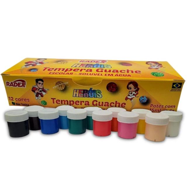 Tinta Acrílica Guache Radex 12 Cores 15ml para Artesanato e Pintura Criativa