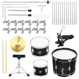 Bateria em tamanho completo para iniciantes, iniciantes, pedais, pratos, stands, fezes, varas para adultos, crianças, iniciantes aprendendo - Image 3