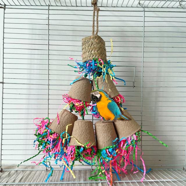 Triturador de Balanço Suspenso para Papagaios - Brinquedo Mastigável e de Forragem para Aves e Araras