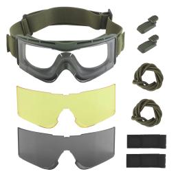 Balístico Óculos de Segurança Set, óculos táticos, 3 Lentes Intercambiáveis, Tiro, Caça, Óculos Anti-Fog - Image 1