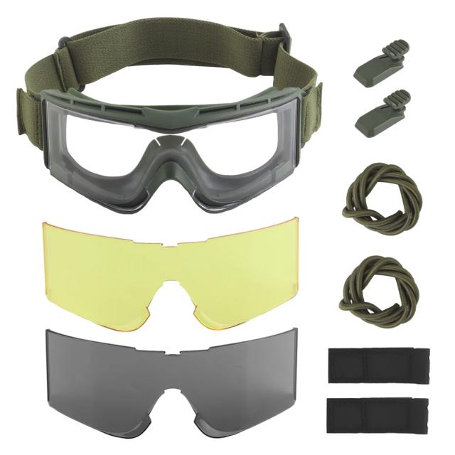 Óculos de Segurança Balísticos com 3 Lentes Intercambiáveis para Tiro e Caça - Óculos Táticos Anti-Fog